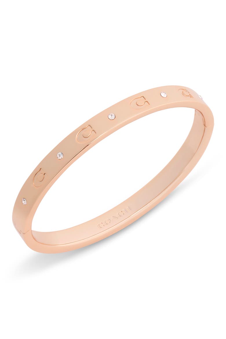Repeated C Hinged Bangle, Alternate, color, ROSE GOLD