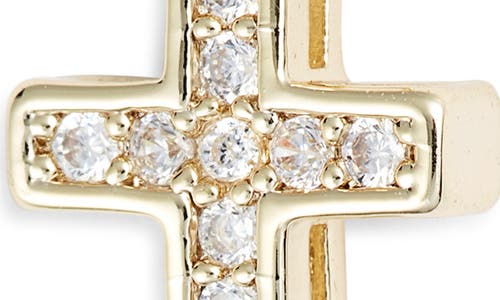 The Sis Kiss Crystal Cross Charm In Gold