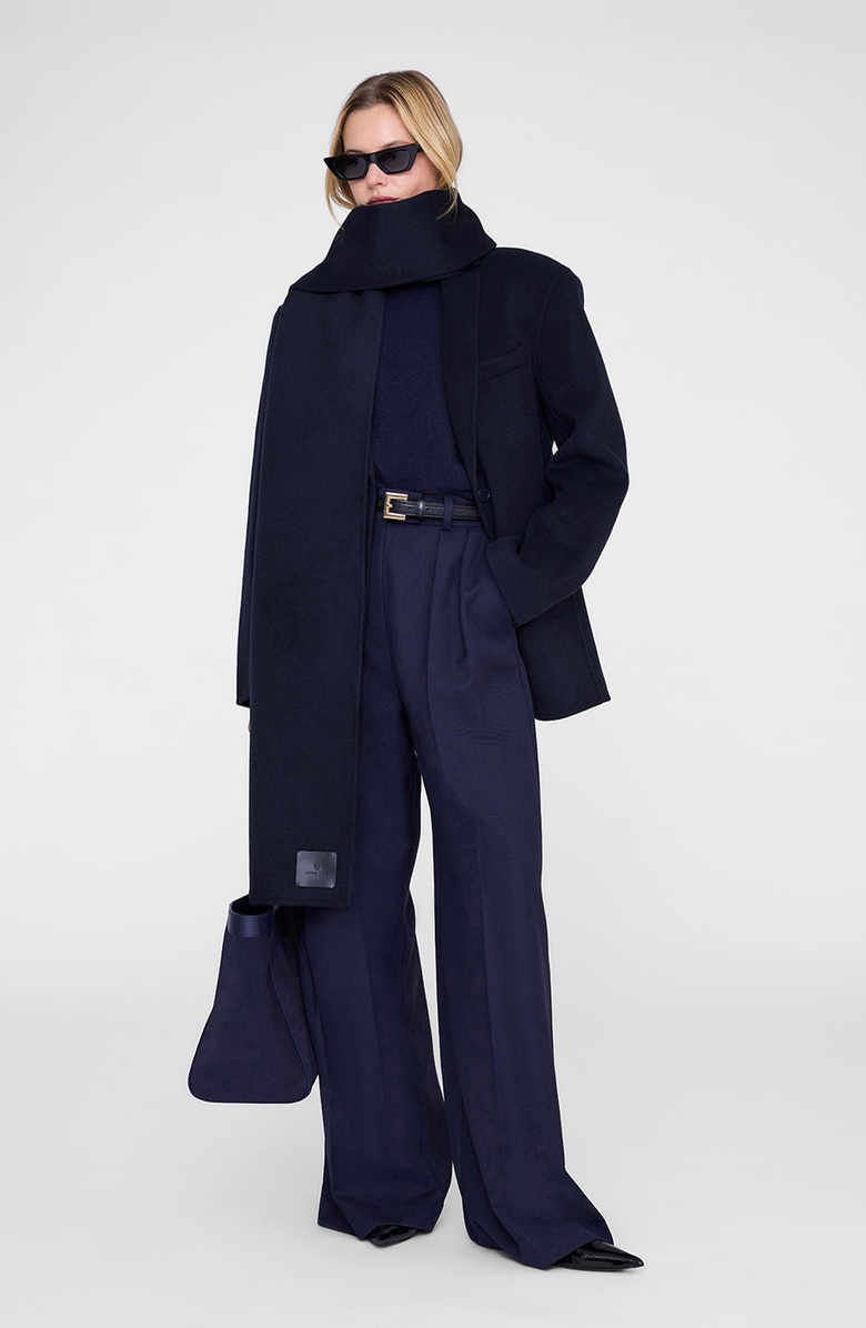 ANINE BING Ava Scarf, Alternate, color, Navy