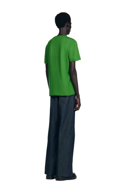 Sandro T-shirt With Flower Patch In Green