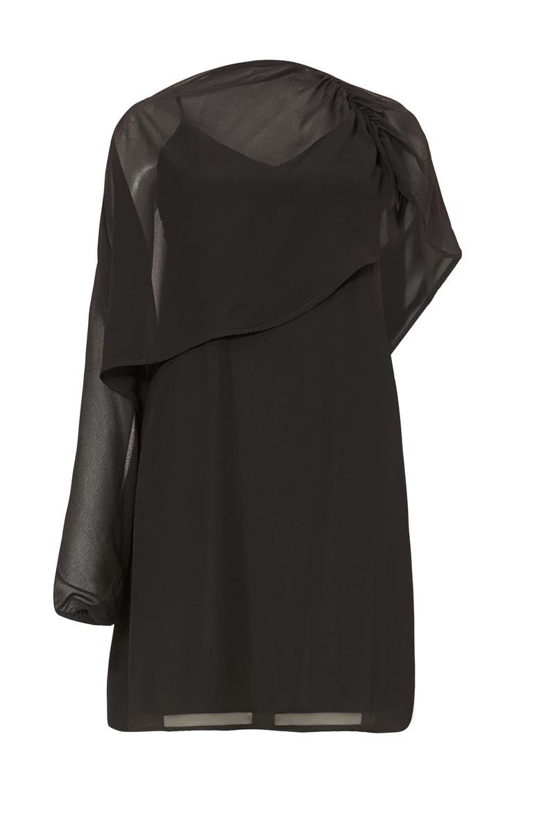 QUIZ Chiffon Two-in-One Mini Dress, Alternate, color, Black