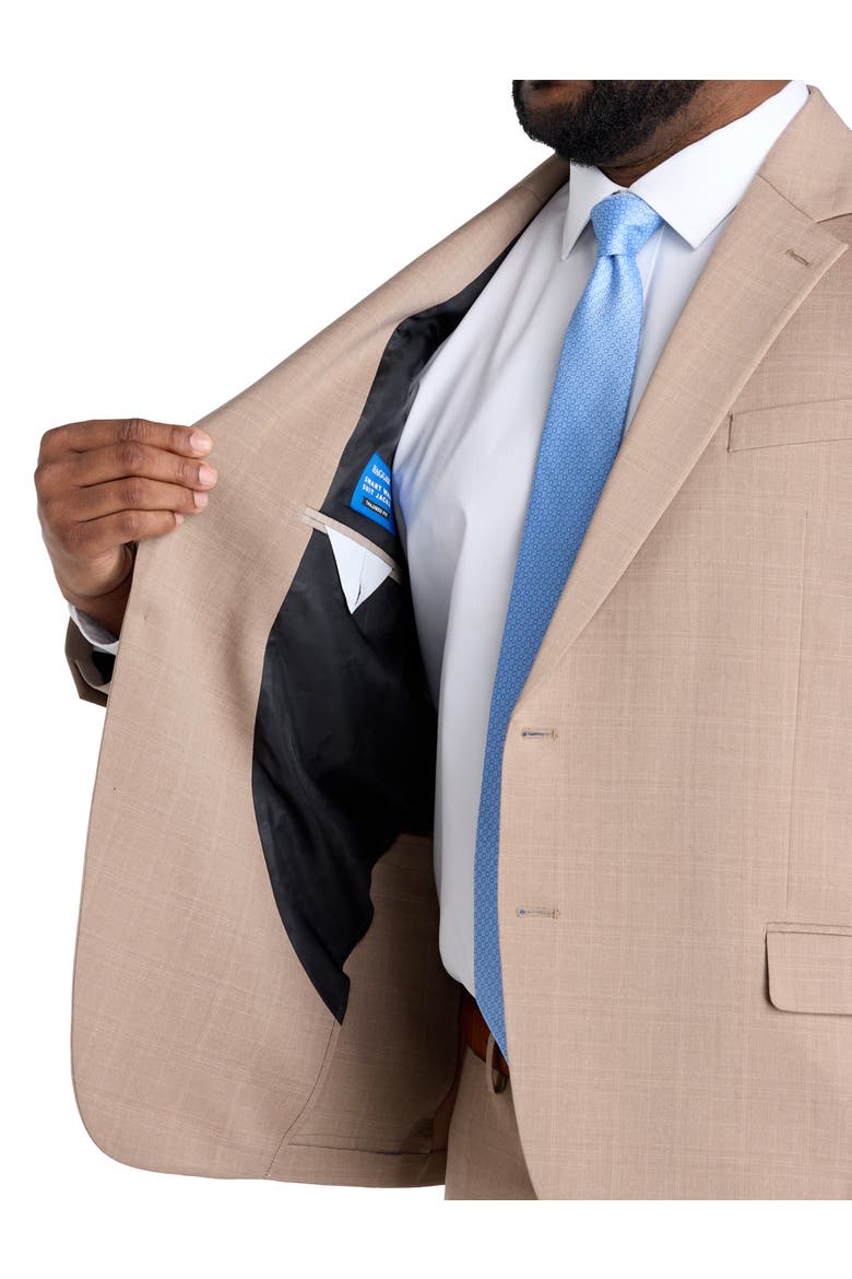 Big & Tall Smart Wash® Tonal Plaid Suit Jacket, Alternate, color, TAN