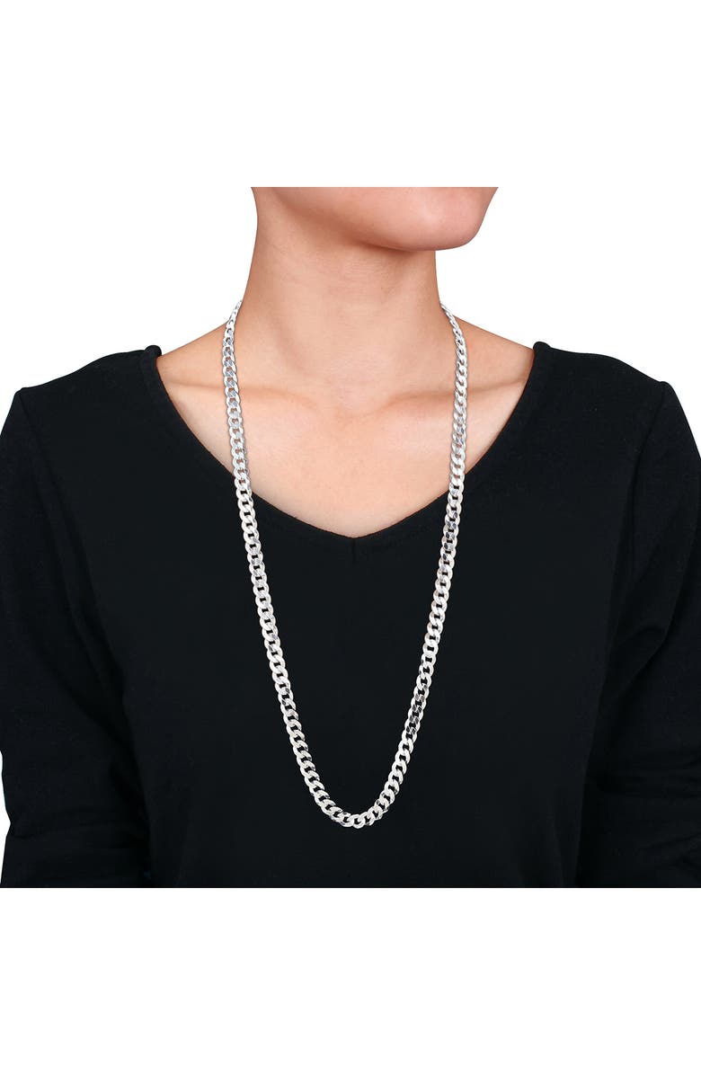 DELMAR Sterling Silver Bevel Curb Chain Necklace, Alternate, color, Silver