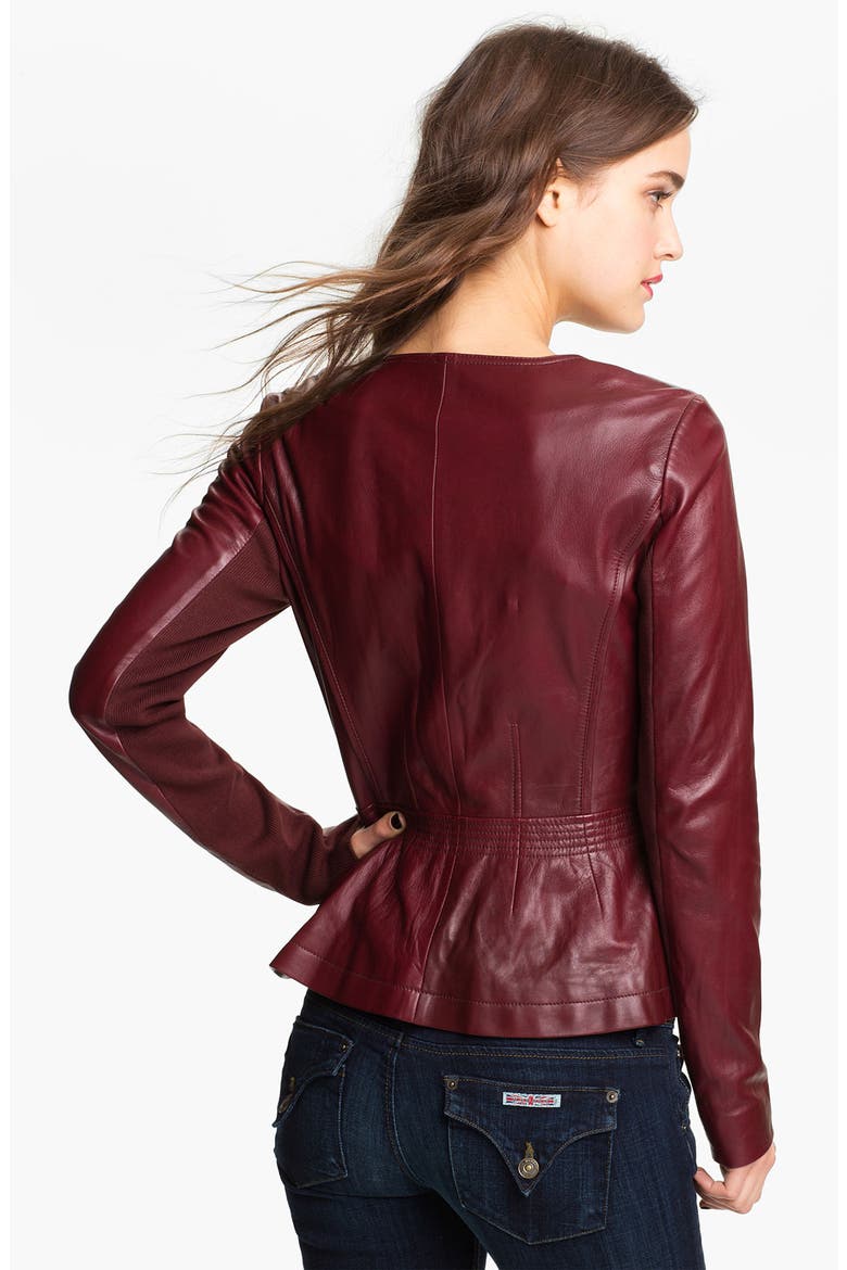 Hinge® Leather Peplum Jacket, Alternate, color, RED/ ROXBURY