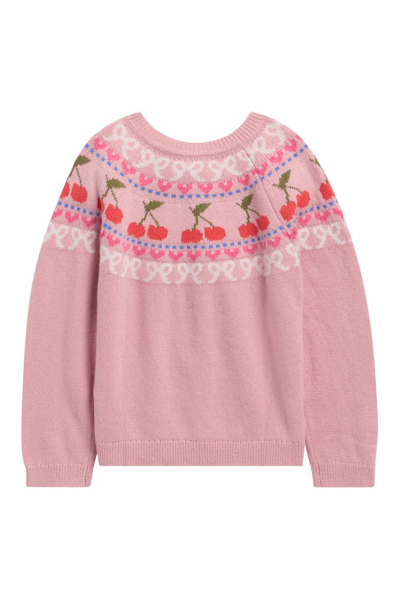 Kids' Fair Isle Cardigan, Alternate, color, VINTAGE PINK MARL CHERRIES