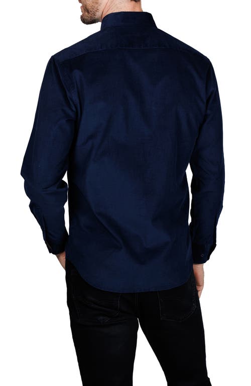 Tailorbyrd Corduroy Button-up Shirt In Blue