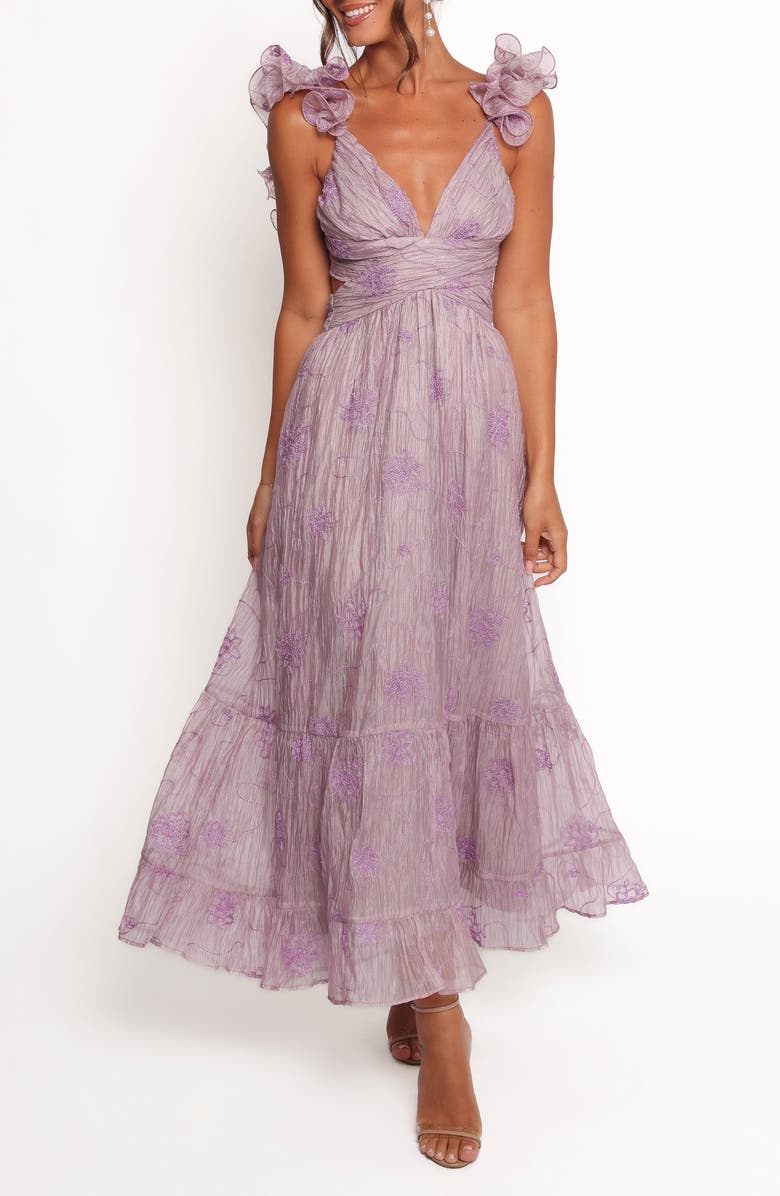 Niamh Pleated Cutout Satin Midi Dress