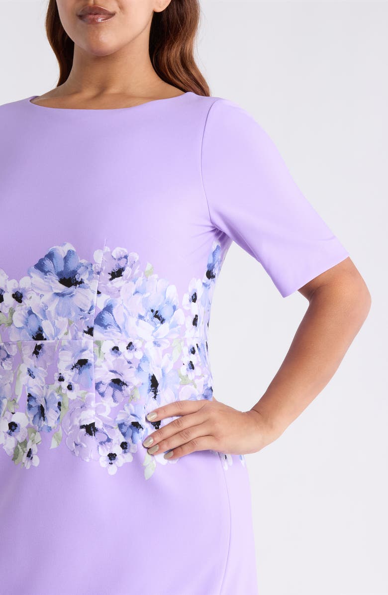 KASPER Floral Print Sheath Dress, Alternate, color, Lavendar Mist Multi