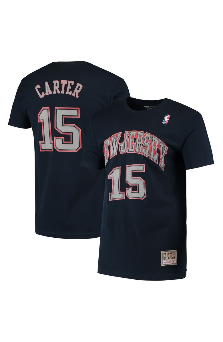 Mitchell & Ness Men's Mitchell & Ness Vince Carter Navy New Jersey Nets Hardwood Classics Stitch Name & Number T-Shirt, Main, color, Navy