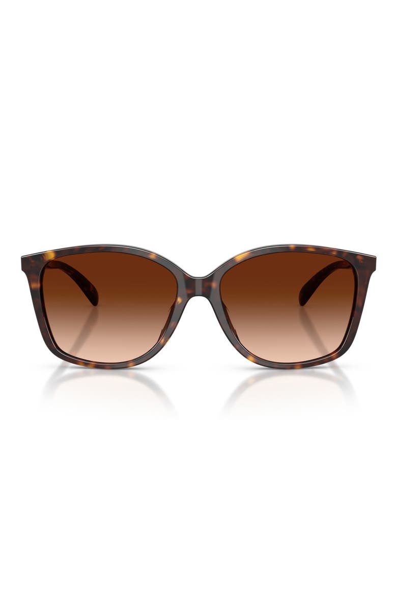 57mm Gradient Square Sunglasses, Main, color, DARK TORTOISE/ BROWN GRAD