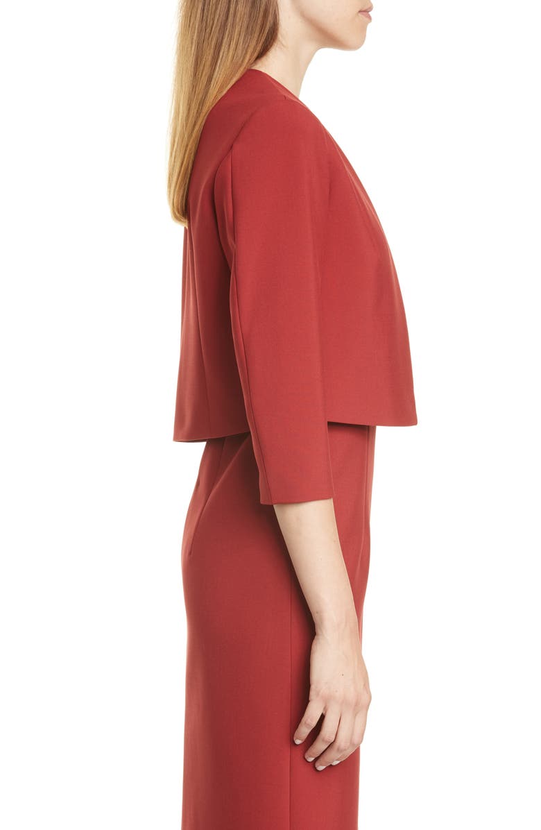 BOSS Jikiva Collarless Ponte Crop Jacket, Alternate, color, Ruby