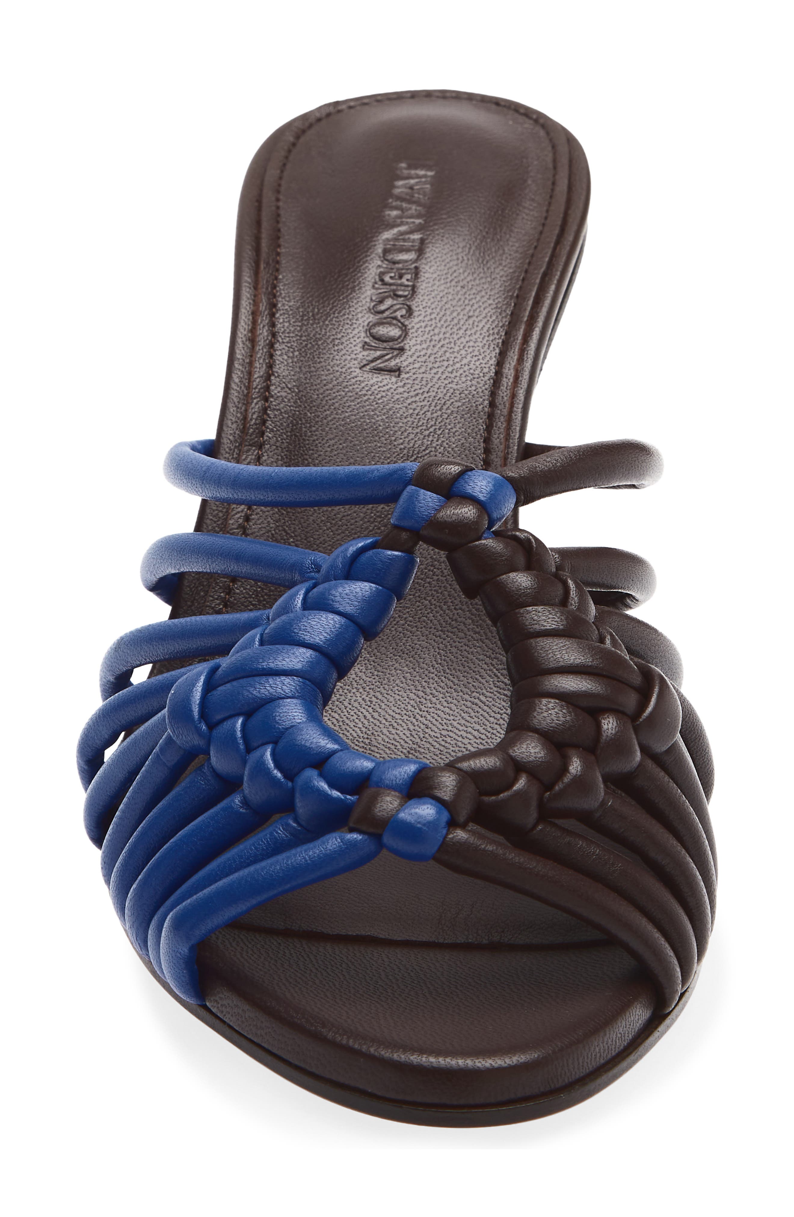 Plot Slide Sandal, Alternate, color, BLUE/ CHOCOLATE BROWN