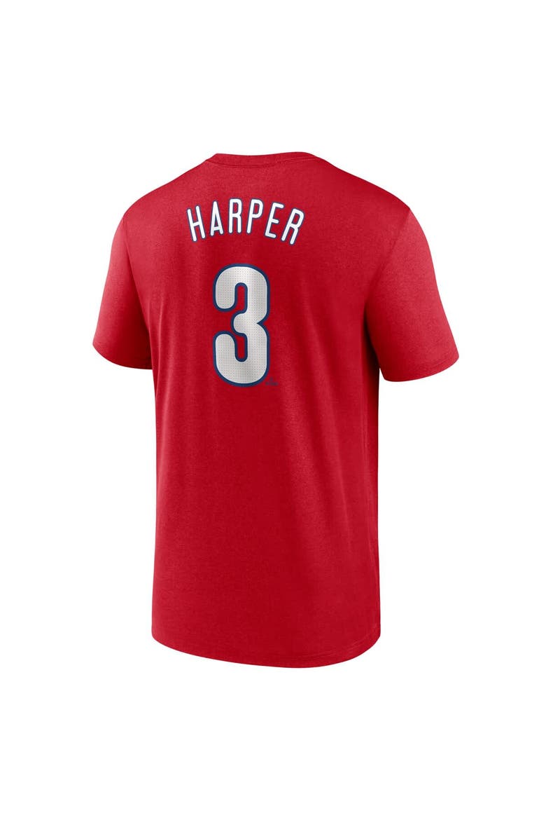 Men's Nike Bryce Harper Red Philadelphia Phillies Legend Name & Number Performance T-Shirt, Alternate, color, Red