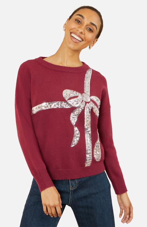 Sequin Bow Knitted Sweater