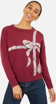 Yumi Sequin Bow Knitted Sweater