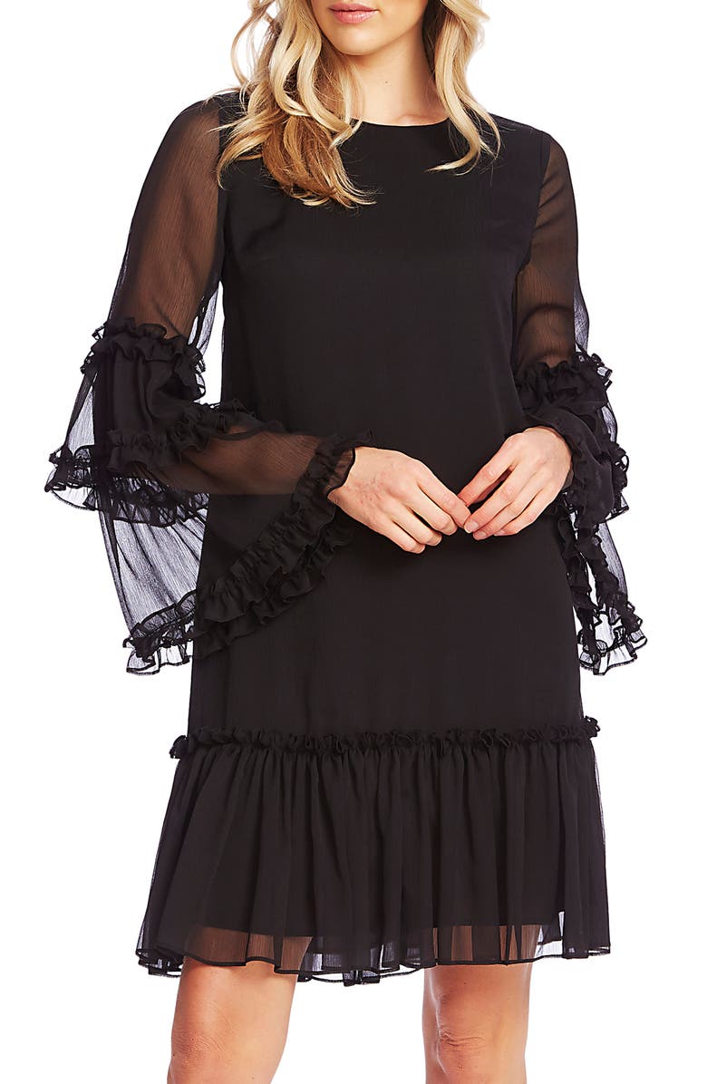 CeCe Ruffle Chiffon Shift Dress, Alternate, color, 