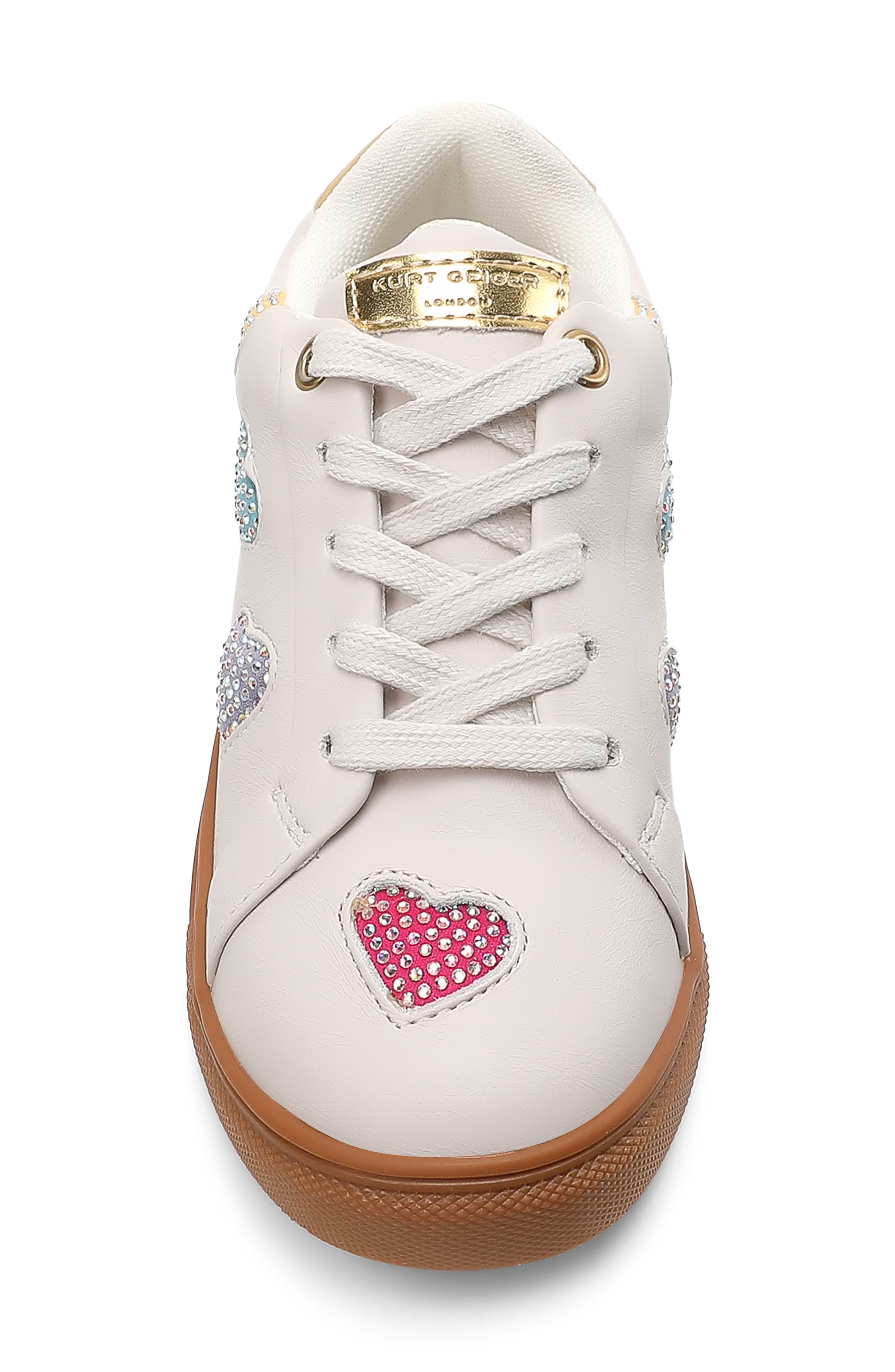 Kurt Geiger London Kids' Mini Lane Love Crystal Heart Sneaker, Alternate, color, Rainbow
