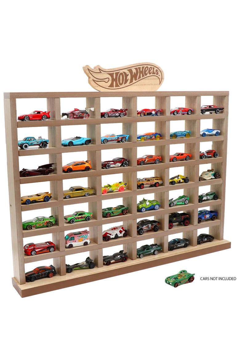 Wood Display Case For 42 Die-cast Toy Cars, Alternate, color, Brown