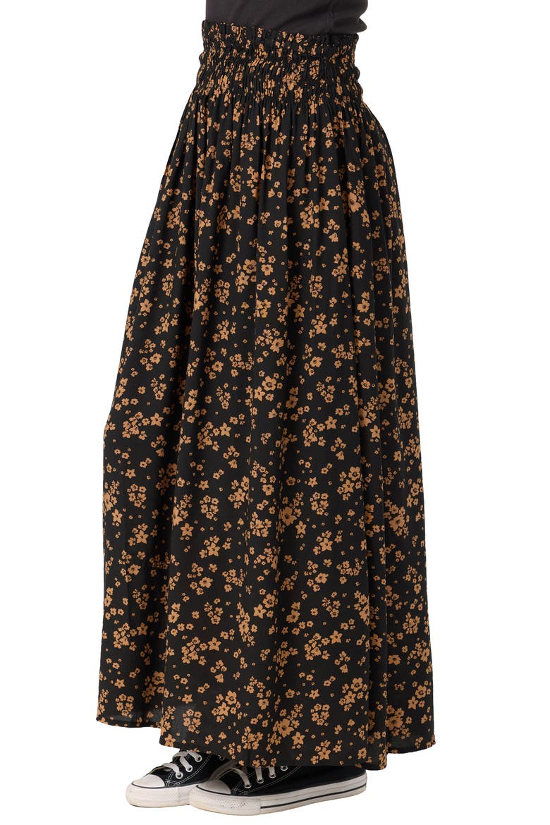 Piper Floral Maxi Skirt, Alternate, color, BLACK