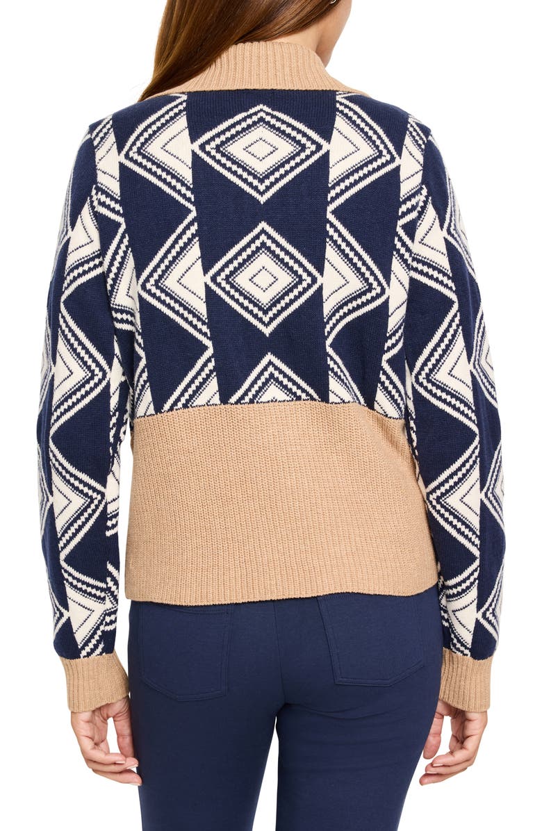 NZ ACTIVE by NIC+ZOE Double Diamond Half ZIp Sweater, Alternate, color, Indigo Multi