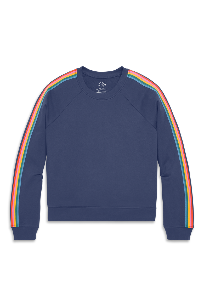 Women's Fit 24/7 Sweatshirt With Rainbow Trim, Main, color, Sunwashed Navy