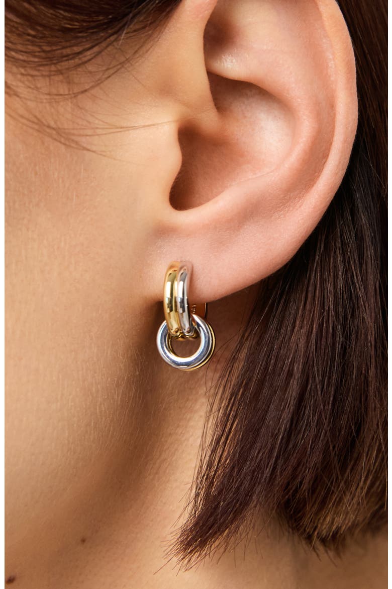 Asher Drop Huggie Hoop Earrings, Alternate, color, GOLD / SILVER