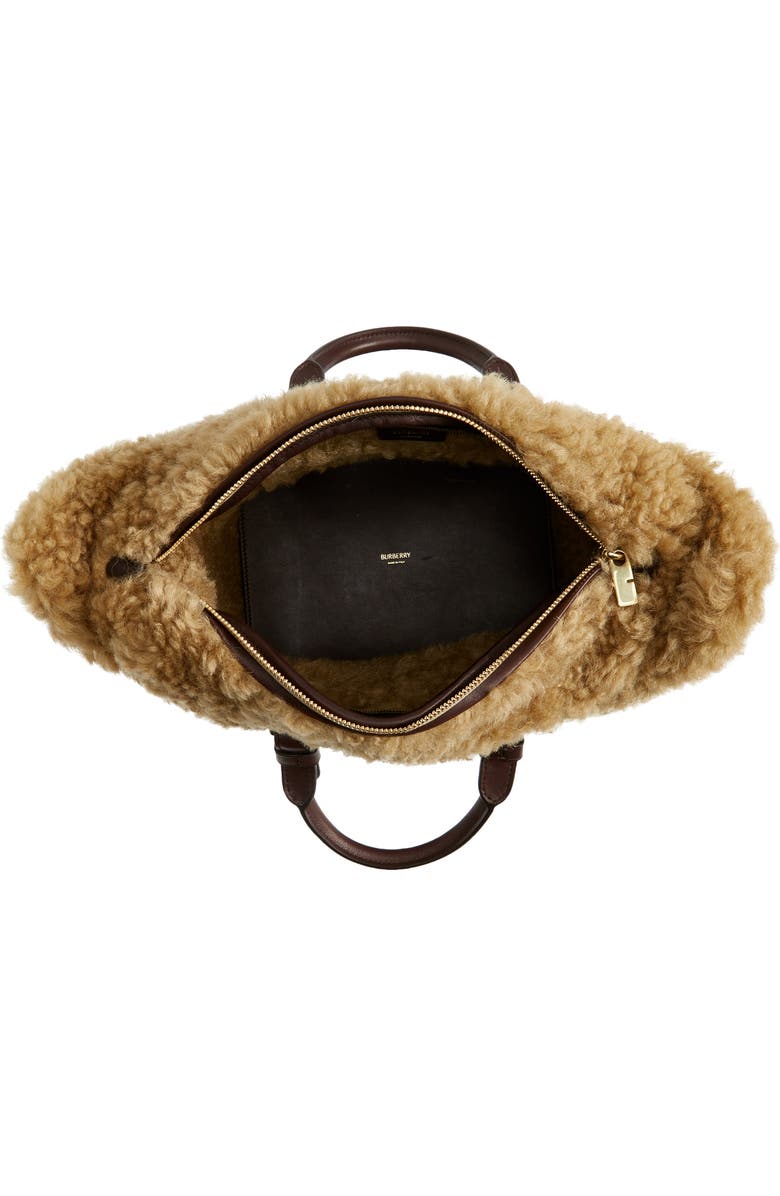 Burberry Small Shield Leather & Genuine Shearling Tote, Alternate, color,