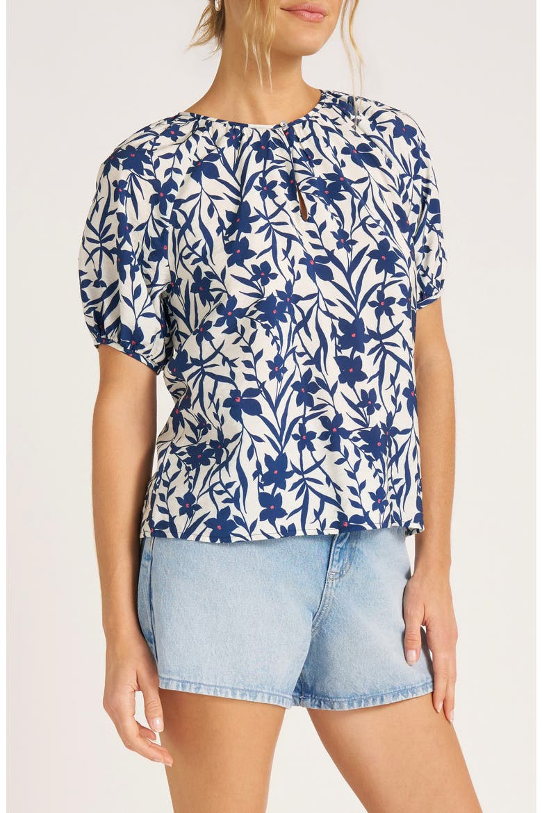 Zia Floral Raglan Sleeve Top, Alternate, color, VELLUM/ NAVY