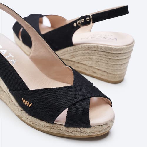 Viscata Llansa Canvas Espadrille Sandal Wedges In Black