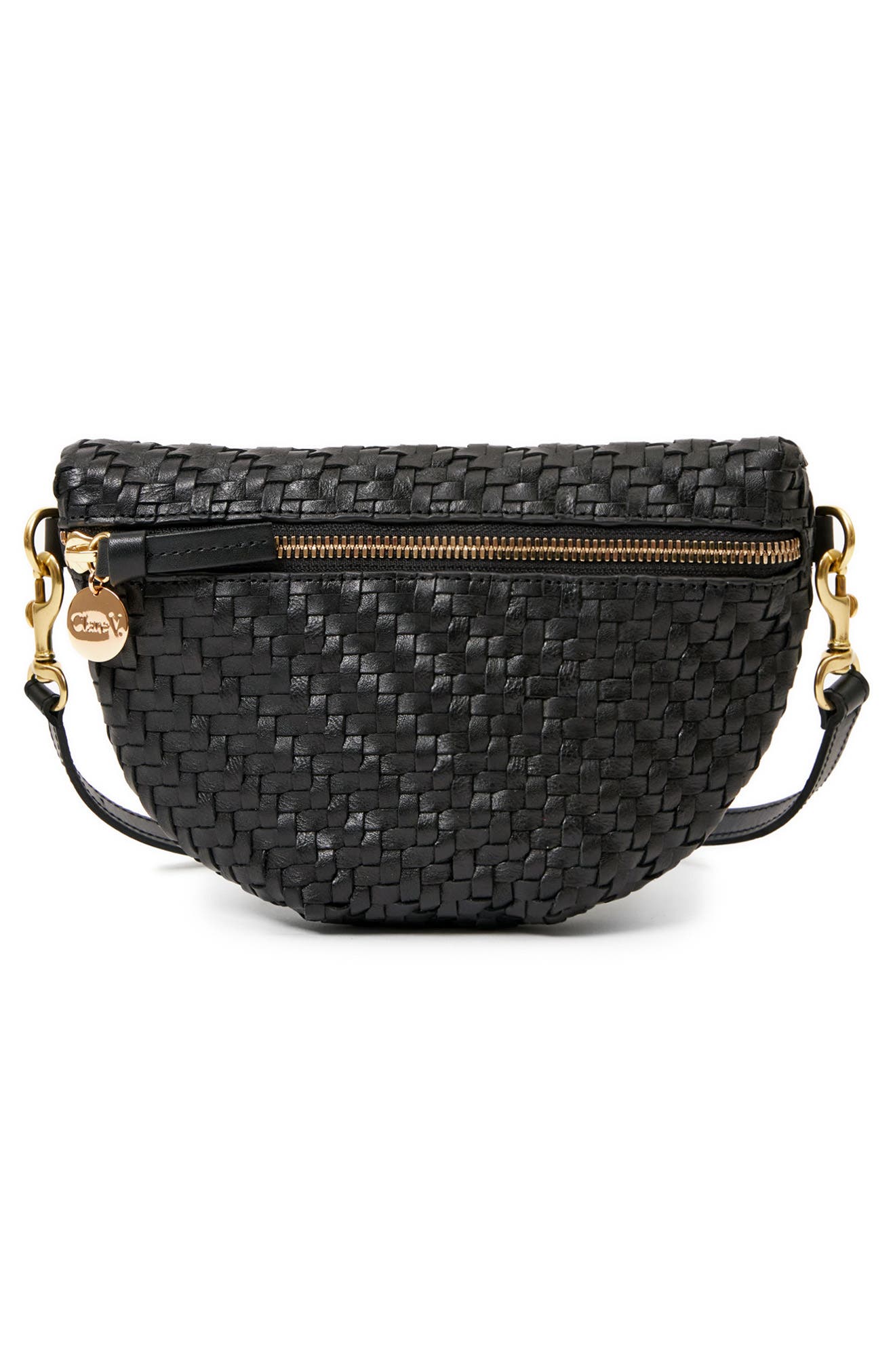 Clare V. Petite Woven Leather Belt Bag, Alternate, color, 