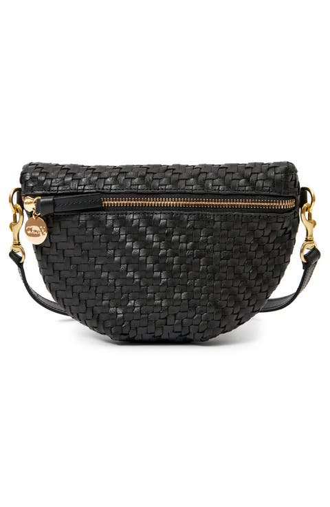 Petite Fanny Rattan Woven Leather Belt Bag