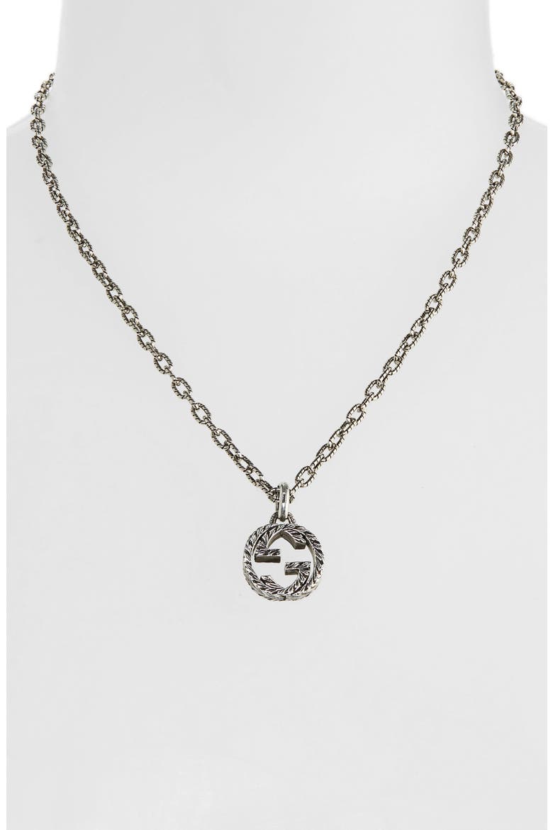 Interlocking G Pendant Necklace, Alternate, color, SILVER