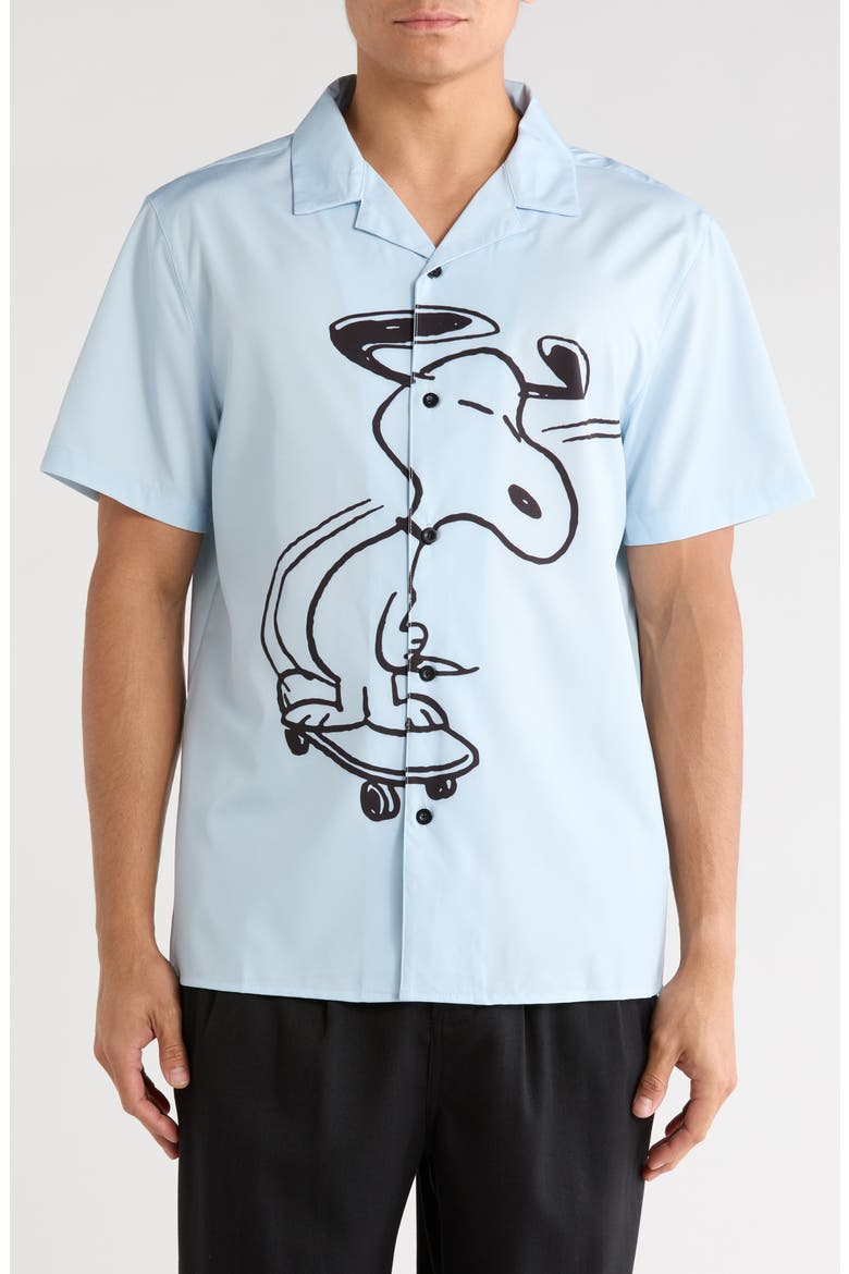 Peanuts® Snoopy Skate Graphic T-Shirt, Main, color, LIGHT BLUE
