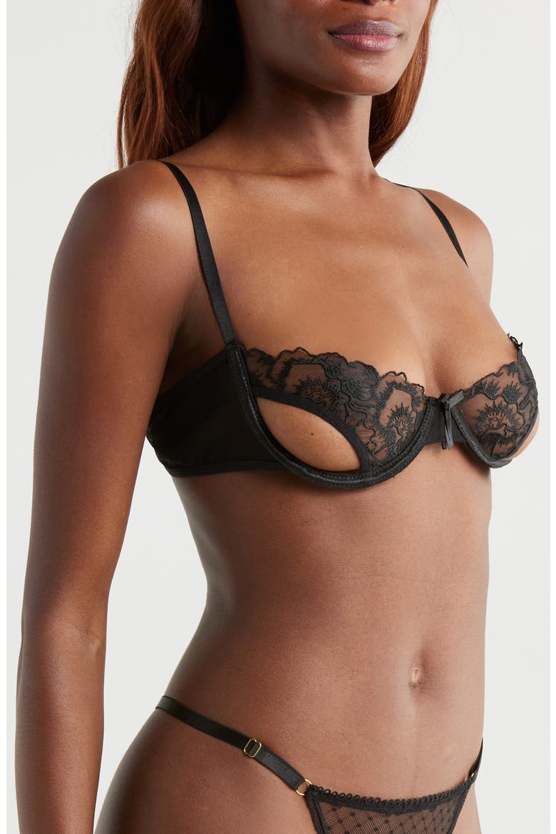 Cutout Underwire Demi Bra, Alternate, color, BLACK