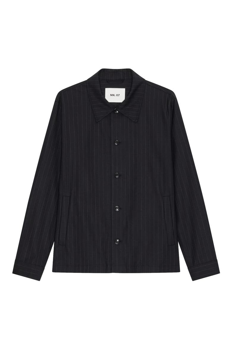 Zander Pinstripe Shirt Jacket, Alternate, color, NAVY STRIPE