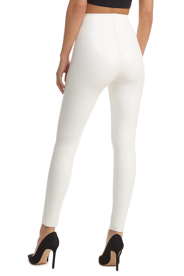 Control Top Faux Leather Leggings, Alternate, color, WHITE