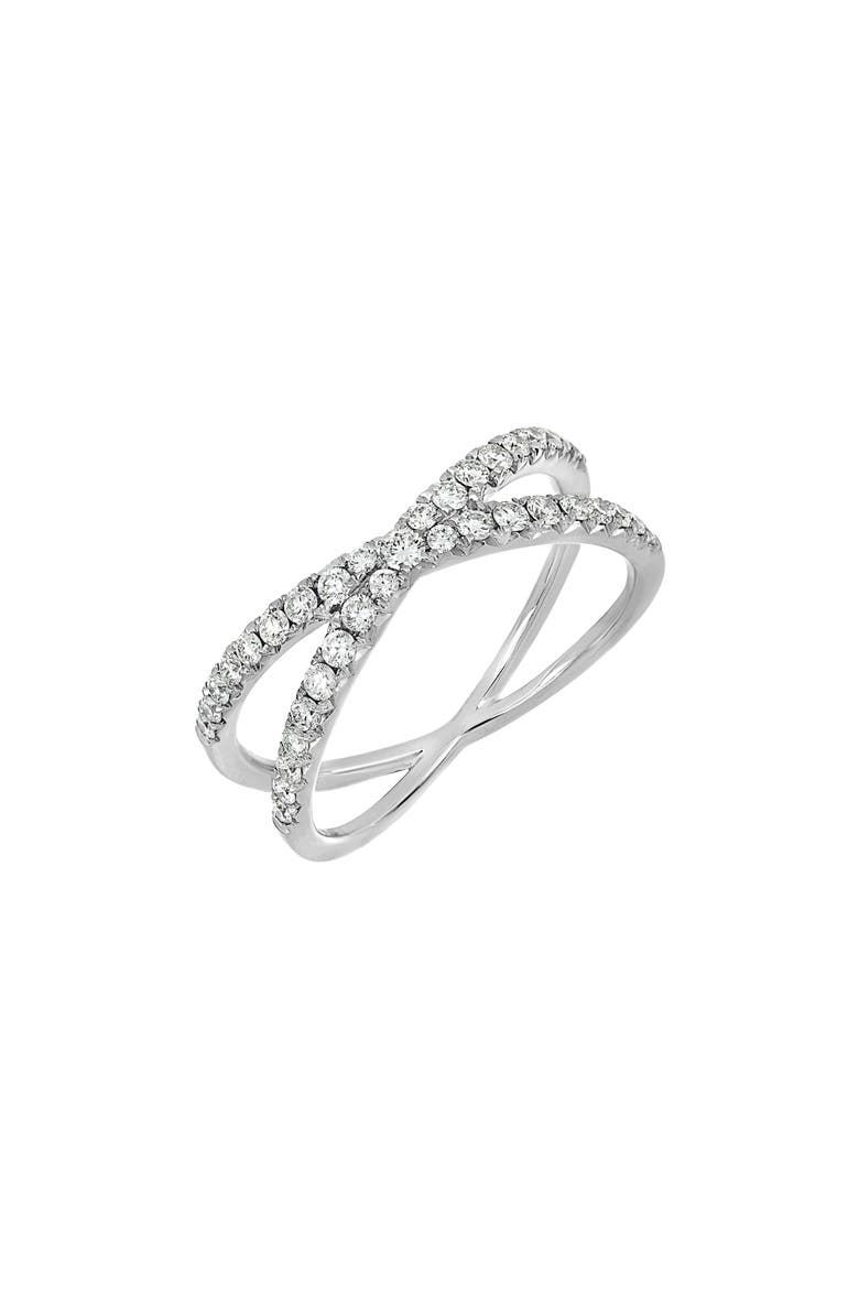 Diamond Cross Ring (Nordstrom Exclusive), Main, color, 18K WHITE GOLD