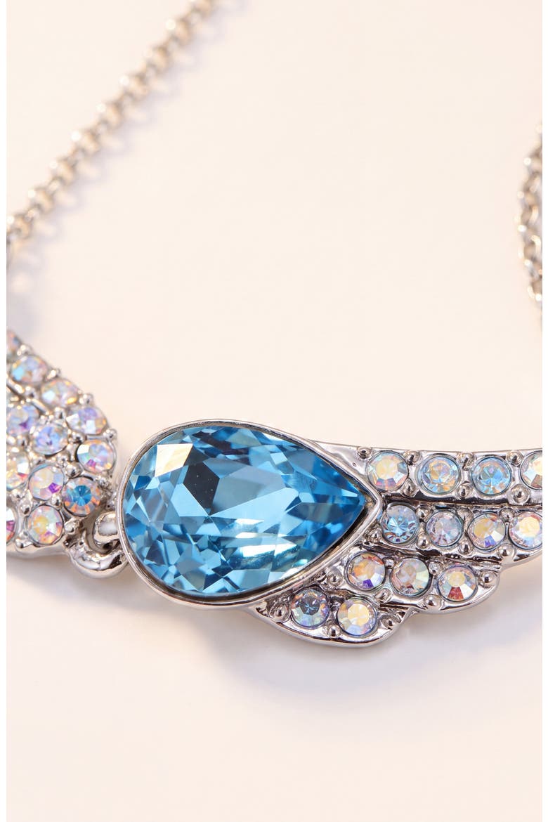 Teardrop Angel Wing Pendant Necklace, Alternate, color, Aqua