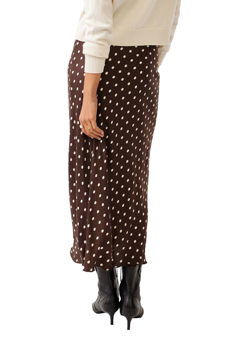 Mia Bias Midi Skirt, Alternate, color, BROWN W/ CREAM