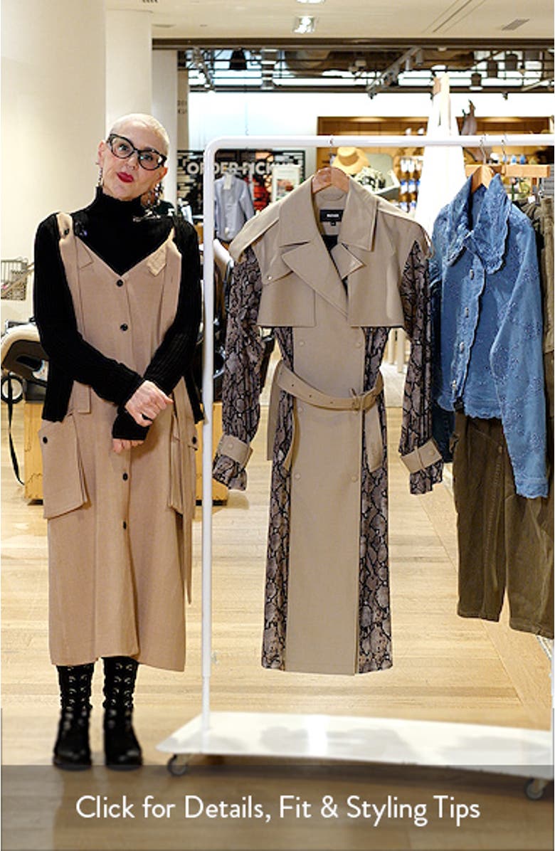 Water Repellent Snakeskin Print Detail Trench Coat, sales video thumbnail