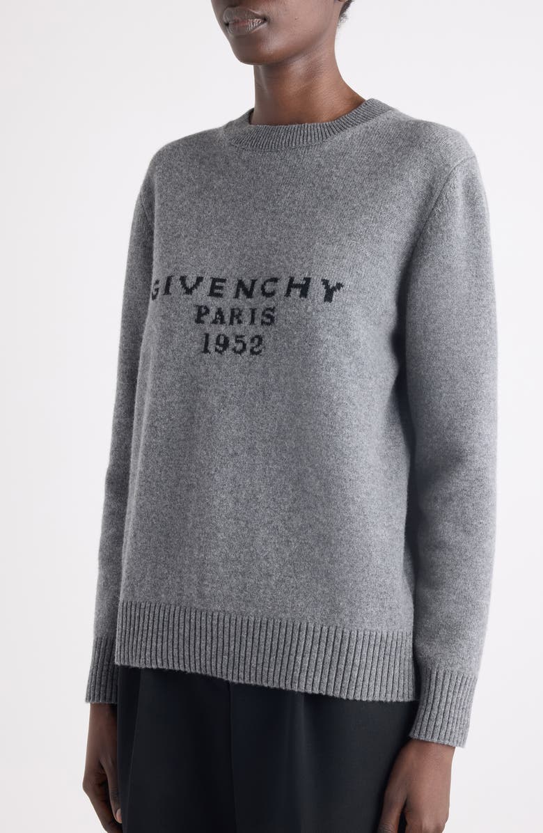 Givenchy Logo Intarsia Wool & Cashmere Sweater, Alternate, color, Slate Blend