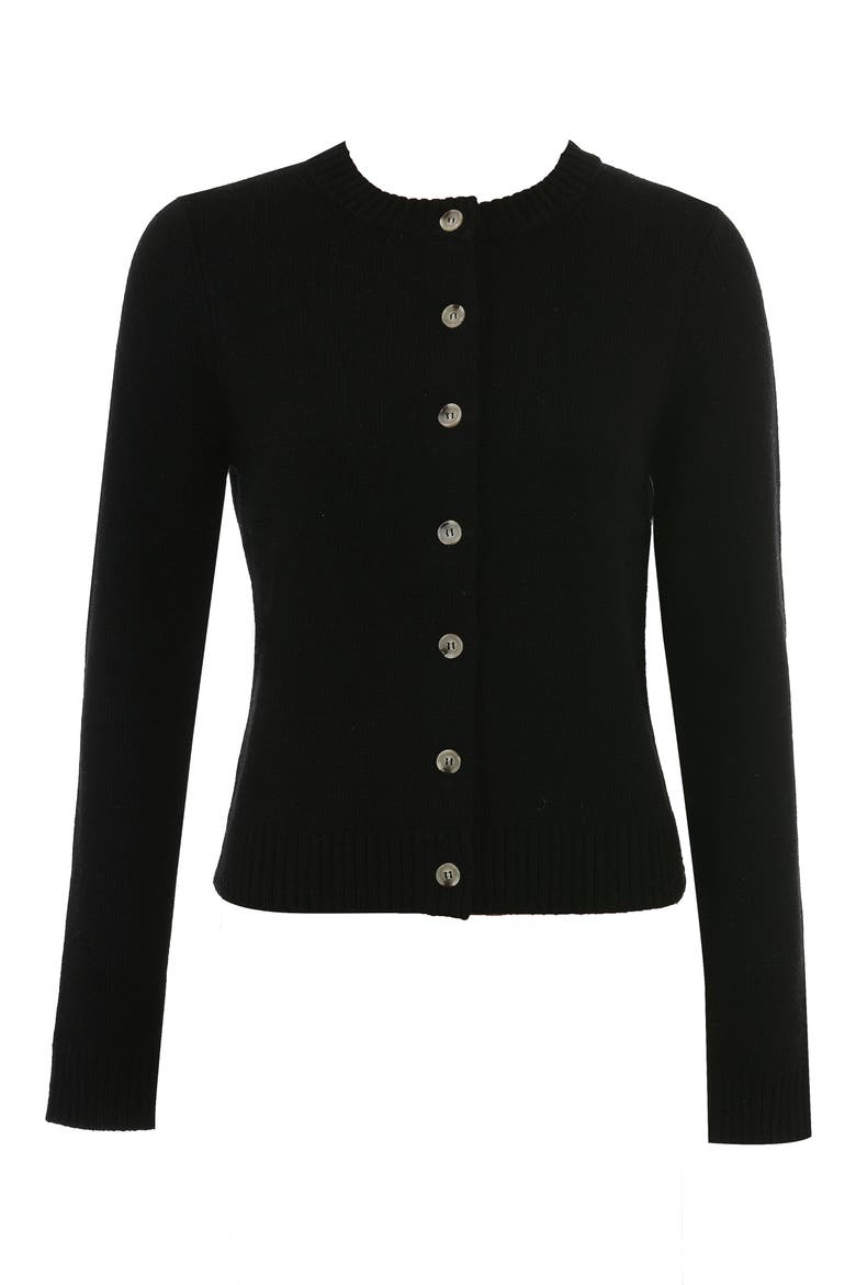 Signature Merino Wool & Cashmere Cardigan, Alternate, color, BLACK