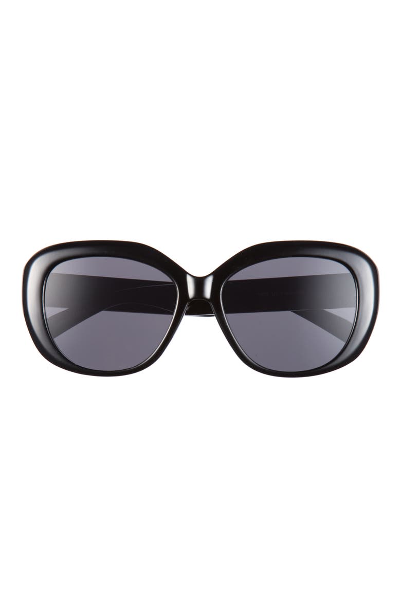 Oversize Round Sunglasses, Main, color, BLACK