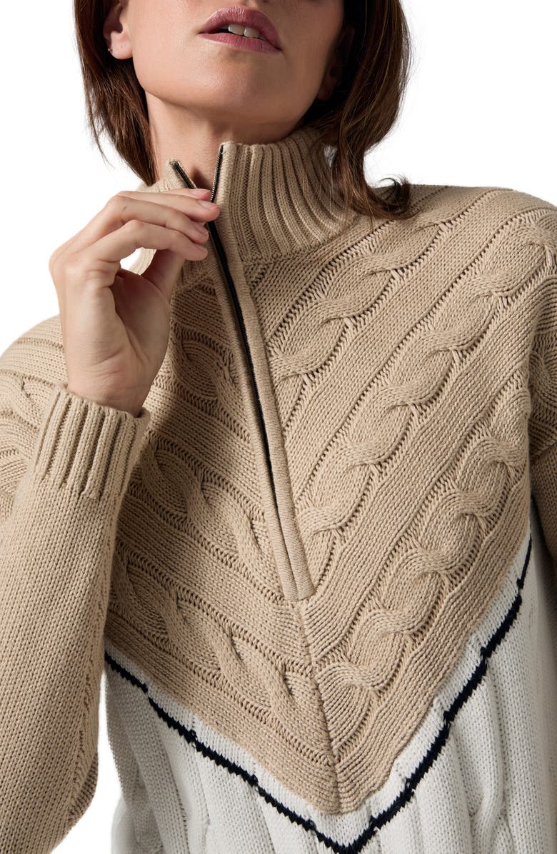 Alp N Rock Jordan Colorblock Half Zip Organic Cotton Cable Sweater, Alternate, color, 