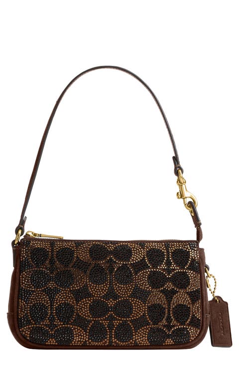 Plaza 18 Crystal Signature Suede Shoulder Bag