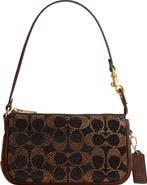 COACH Plaza 18 Crystal Signature Suede Shoulder Bag