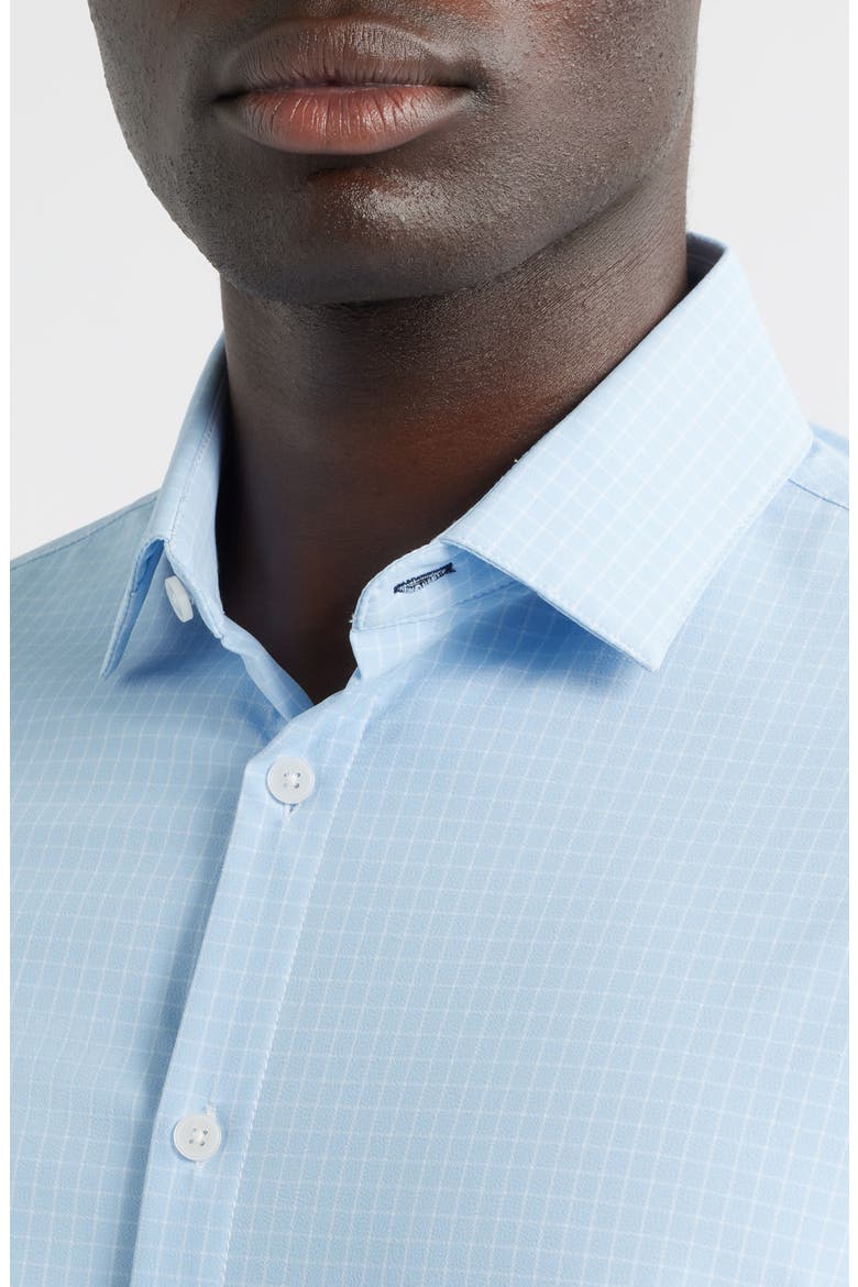 Leeward Trim Fit Grid Performance Button-Up Shirt, Alternate, color, CLOUD BLUE MINI GRID