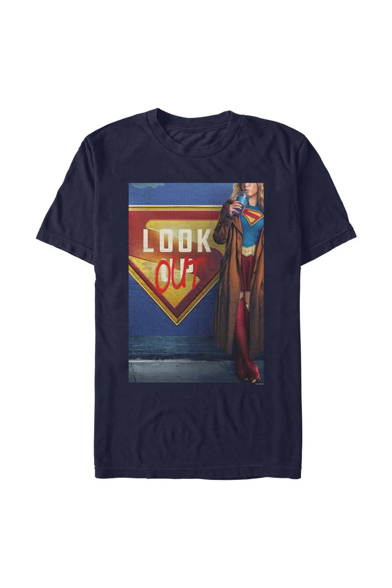 Men's Supergirl Official Look Out Poster  Graphic T-Shirt, Main, color, Navy Blue