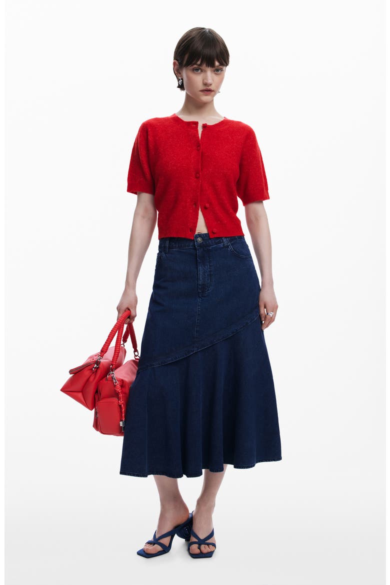 Denim Skirt, Alternate, color, BLUE