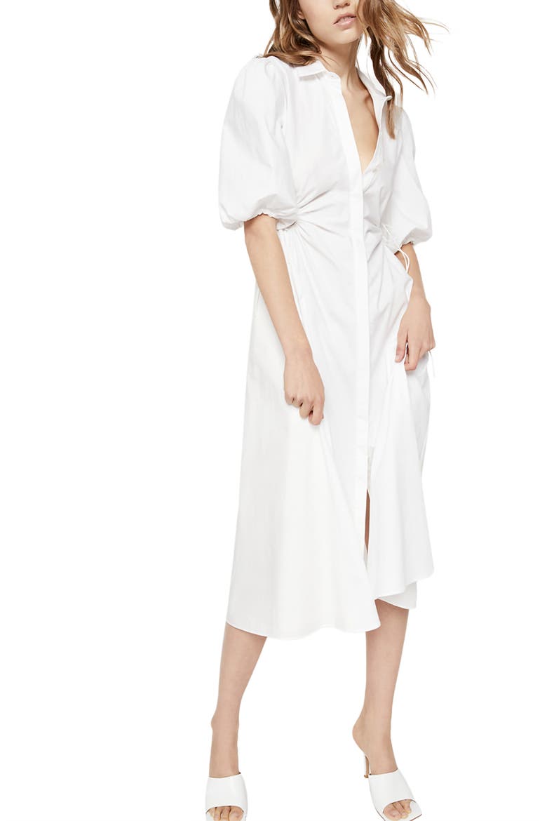 Cutout Midi Shirtdress, Alternate, color, ORCHID WHITE